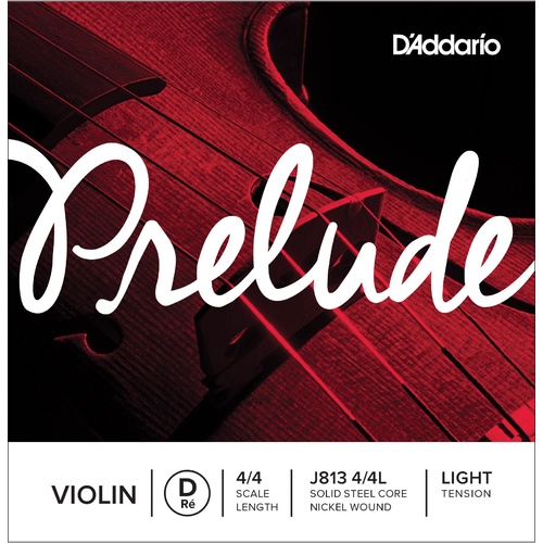D'Addario Prelude Violin Single D String, 4/4 Scale, Light Tension