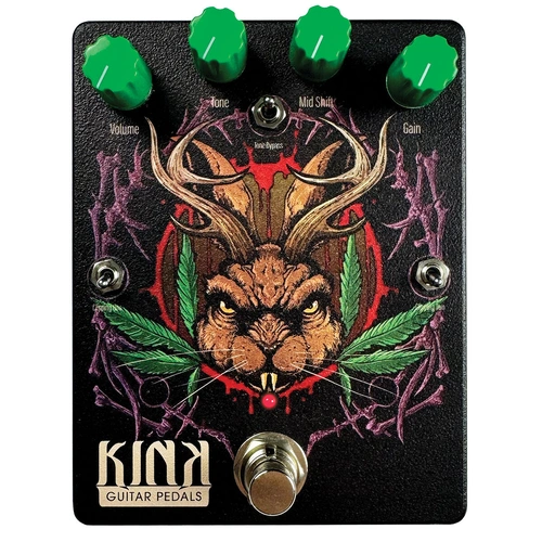 Kink Jackalope Fuzz Pedal - Versatile Tone Control, Dual Clipping Options, Mid Frequency Control, Bypass Switch, 1590BB2 Enclosure, 9V Power Supply