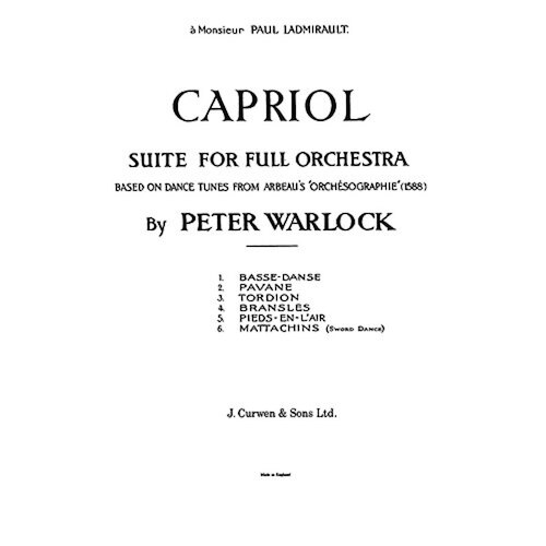 Warlock - Capriol Suite Orchestra Full Score