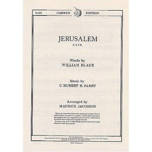 Parry Jerusalem SATB/Piano Arrangement.Jacobson