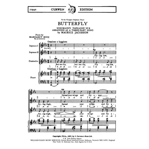 Butterfly SSA / Piano Schumann Arr.Jacobson