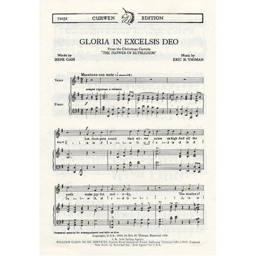 Gloria In Excelsis Deo Thiman High Vce/P