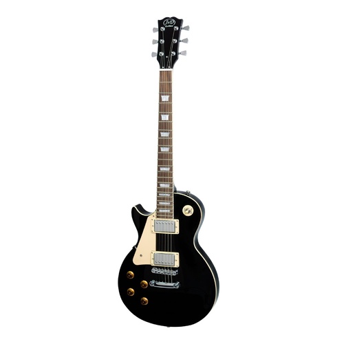 J&D Luthiers Left Handed LP Style Electric Guitar (Black)