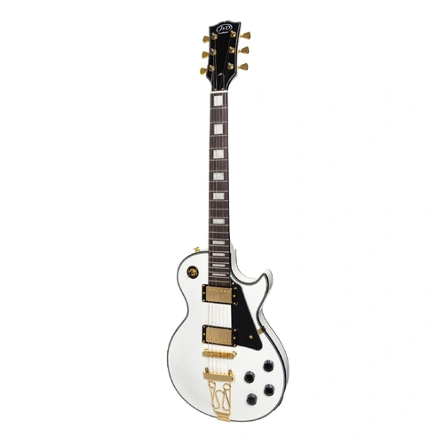 J&D Luthiers LP-Custom Style Electric Guitar White with Trapeze Tailpiece JD-LP3-WHT