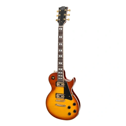 J&D Luthiers LP-Custom Electric Guitar Honeyburst JD-LP3F-HB 6-String Mahogany/Flamed Maple Top Right Handed