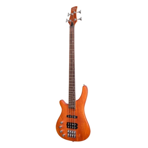 J&D Luthiers Left Handed 4-String T-Style Contemporary Active Electric Bass Guitar (Natural Satin)