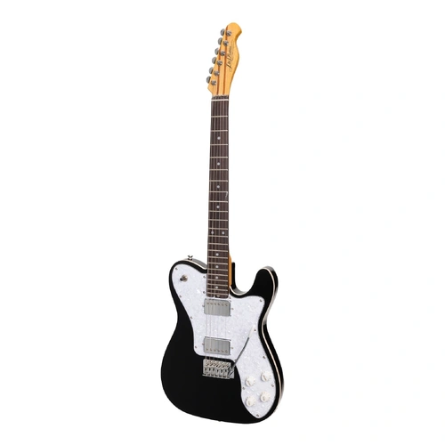 J&D Luthiers Deluxe TE-Style Electric Guitar JD-TL12-BLK Black 6-String 22 Frets with Humbuckers