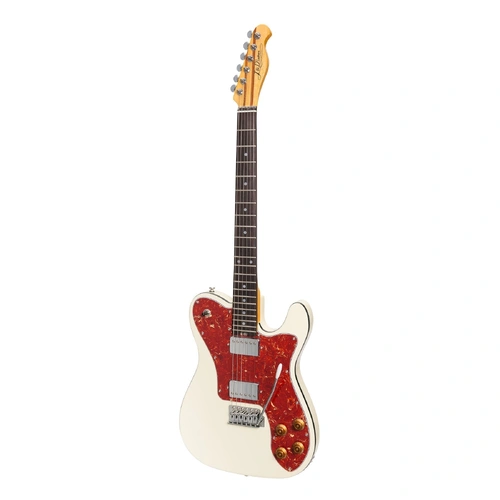 J&D Luthiers JD-TL12-IV Deluxe TE-Style Electric Guitar - Ivory, 6 Strings, Solid Basswood, 22 Frets, J&D Humbuckers, Right-Handed