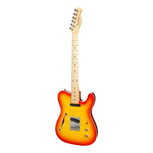 J&D Luthiers Flame Maple Thinline TE-Style Electric Guitar Cherry Sunburst JD-TL3F-CSB