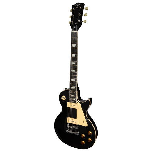 J&D Luthiers LP-Style '56 P-90 Electric Guitar Gloss Black JDL-LSS-BLK 6-String Mahogany Body Right-Handed