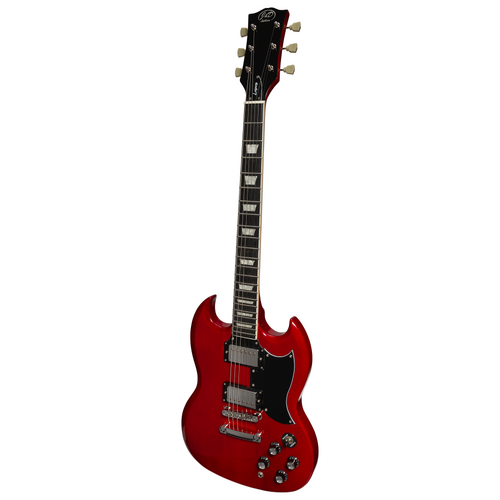 J&D SG Style Electric Guitar Cherry Red - Mahogany Body, Vintage Humbuckers, 6 Strings, Right Handed, 25.5" Scale Length, 2-Year Warranty