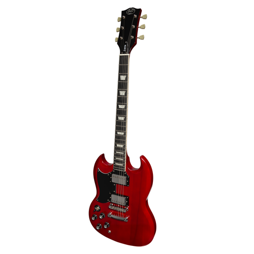 J&D SGL-Style Left Handed Electric Guitar Cherry Red 6 String Mahogany Set Neck with Vintage Style Humbuckers