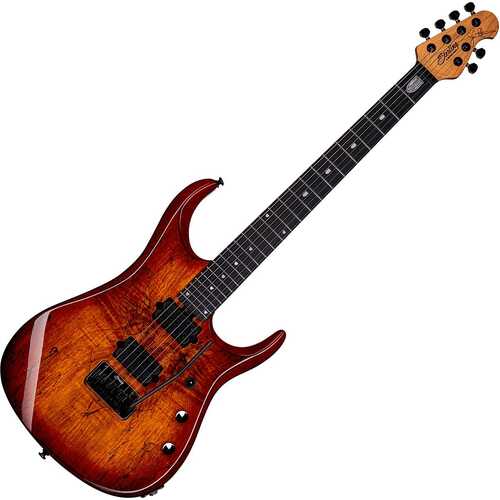 Sterling by Music Man SBMM JP150D Spalted Maple, Blood Orange Burst Electric Guitar
