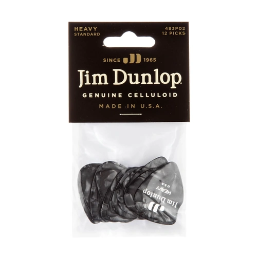 Jim Dunlop HEAVY PICK BLACK PEARLOID PLAYER PACK (12 Pack)