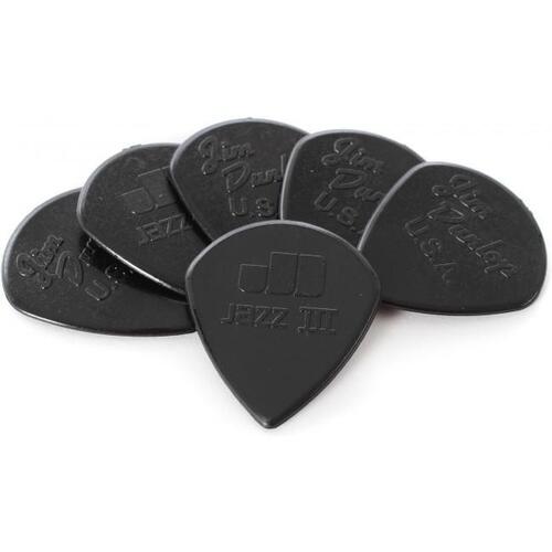 Dunlop Stiffo Jazz III Guitar Pick 6-Pack (Black)