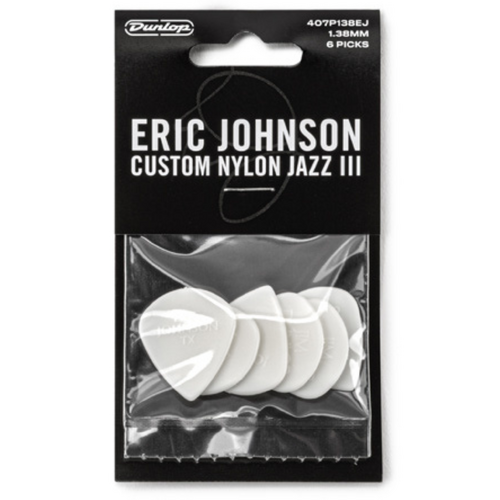 Dunlop Eric Johnson Custom Nylon Jazz III Pick 1.38mm White 6-Pack