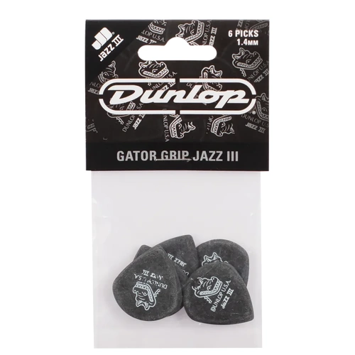 Jim Dunlop Gator Grip Jazz III Guitar Picks 1.4mm 6-Pack