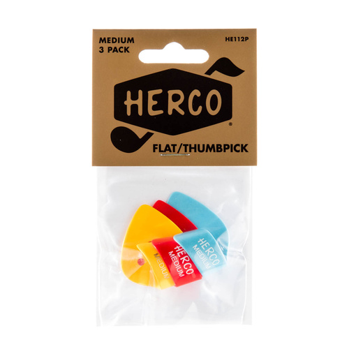 HERCO Flat Thumb Medium Pick Players Pack (Pack of 3)