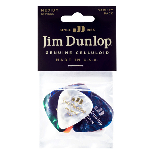 Jim Dunlop Celluloid Variety Players Pack Bag Of 12 Medium Picks PVP106
