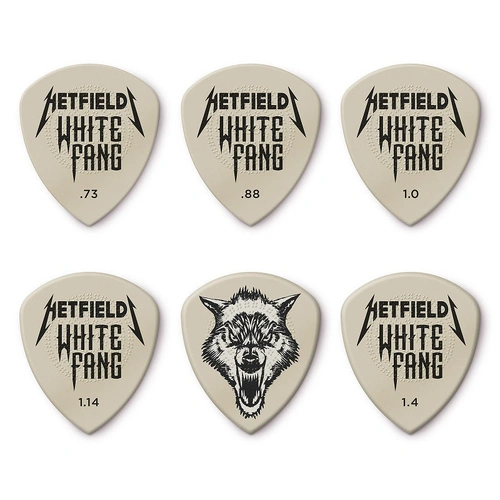 Jim Dunlop Hetfield White Fang Custom Flow Pick Pack - 6 Picks Variety .73, .88, 1.0, 1.4, 1.14HWF
