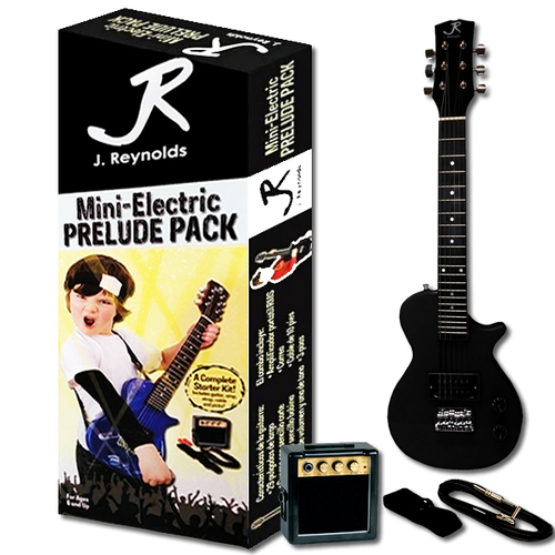 J.Reynolds Mini LP Electric Guitar Prelude Starter Pack Black with Amplifier, Pick, Strap, Cable