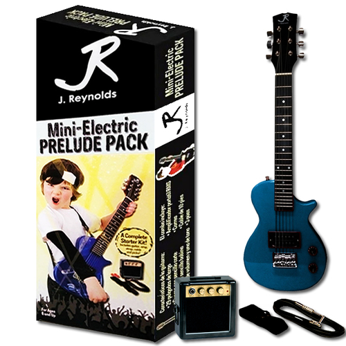J.Reynolds Mini LP Electric Guitar Prelude Starter Pack Blue with Amplifier, Pick, Strap & Cable