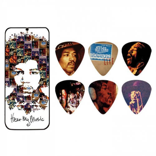 Jim Dunlop Jimmy Hendrix Signature Hear My Music Pick Tin 6 Pack JSA25