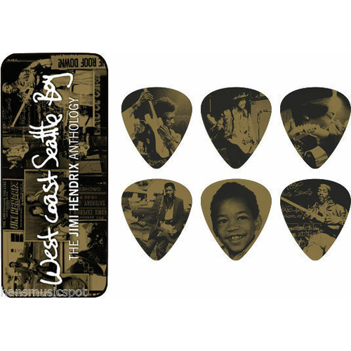 Jim Dunlop Jimi Hendrix West Coast Seattle Boy Guitar Pick Tin 12 Picks