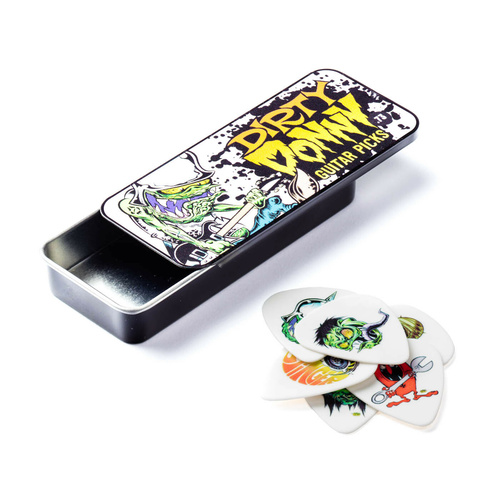 6 x Jim Dunlop DIRTY DONNY Gtr Picks COLLECTABLE PICK TIN 0.73mm *New*