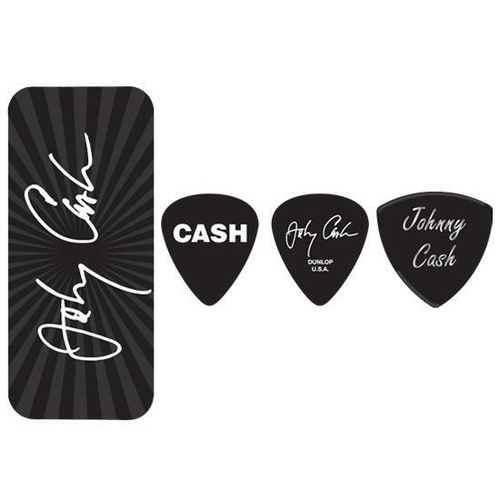 Jim Dunlop Johnny Cash Signature Pick Tin Includes 6 Tortex Medium Picks