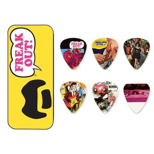 Jim Dunlop Frank Zappa Yellow Pick Tin + 6 x Tortex Medium Guitar Picks *NEW*
