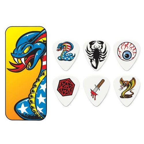 JIM DUNLOP Dirty Donny Cobra Pick Tin + 6 x Tortex .73mm Guitar Picks *NEW*