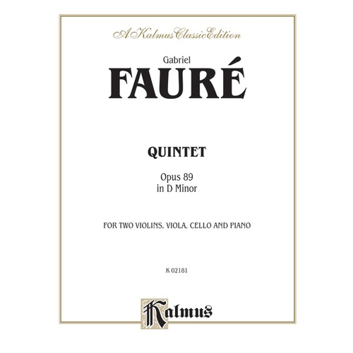 Quintet Op 89 D Min 2Violin/Viola/Vc/Piano
