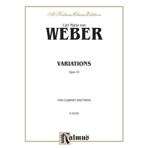 Variations Op 33 for Clarinet and Piano Sheet Music