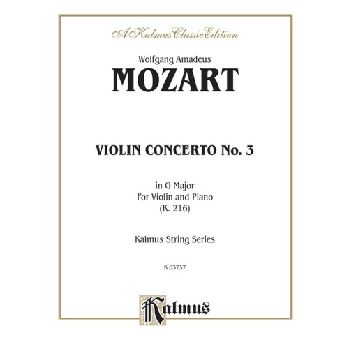 Concerto No 3 G K216 Violin/Piano