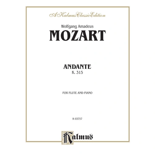 Andante in C for Flute K 315 Sheet Music for Flute and Piano by Mozart