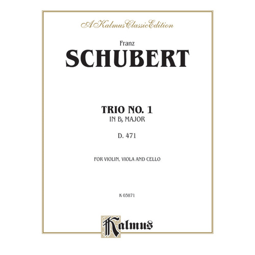 Trio No 1 in B Flat for Violin, Viola, and Cello by Franz Schubert - Chamber Sheet Music