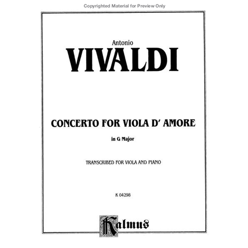 Concerto G for Viola d'Amore and Piano by Vivaldi - Sheet Music