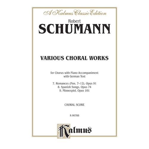 Various Choral Works Op 91 No 7-12/Op 74/Op 101 Sheet Music