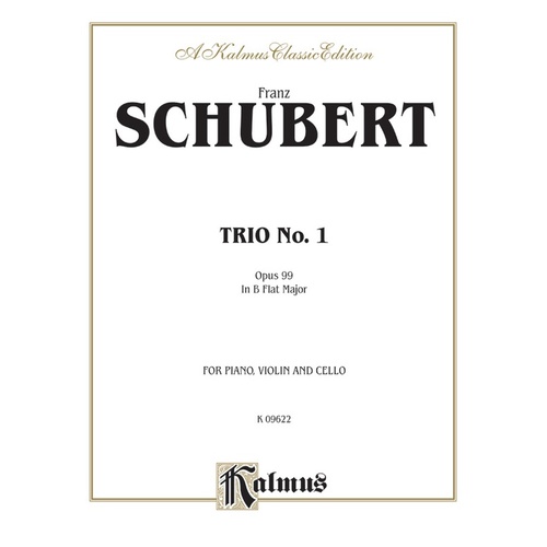 Trio No 1 B Flat D 898 Op 99 for Violin, Cello, and Piano Chamber Sheet Music