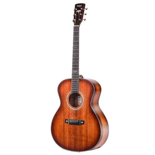 Saga K1GNE Solid Koa Acoustic-Electric Guitar with Fishman Pickup and Case