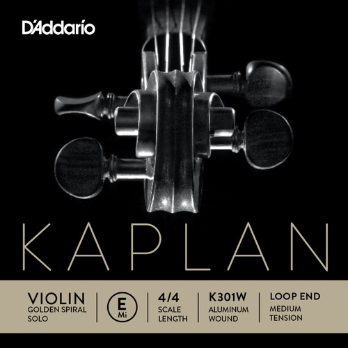 D'Addario Kaplan Golden Spiral Solo Loop End Violin Single E String, 4/4 Scale, Medium Tension