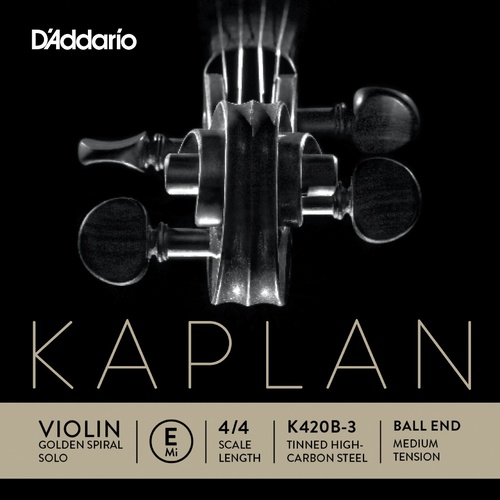 D'Addario Kaplan Golden Spiral Solo Violin Single E String, 4/4 Scale, Medium Tension