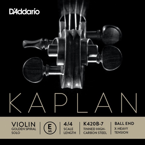 D'Addario Kaplan Ball End Violin Single E String, 4/4 Scale, Extra-Heavy Tension