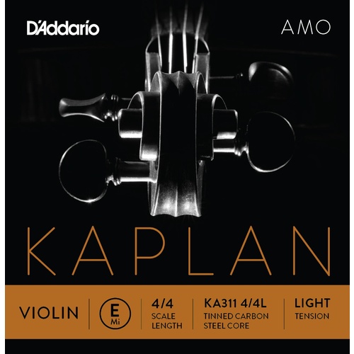 D'Addario Kaplan Amo Violin E String, 4/4 Scale, Light Tension