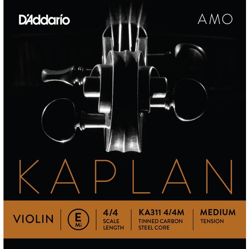 D'Addario Kaplan Amo Violin E String, 4/4 Scale, Medium Tension