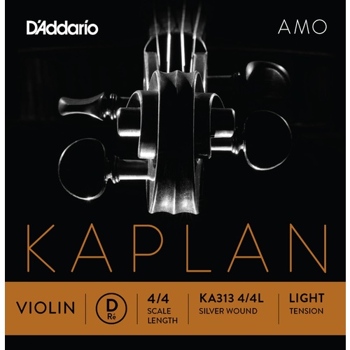 D'Addario Kaplan Amo Violin D String, 4/4 Scale, Light Tension