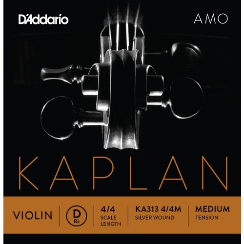 D'Addario Kaplan Amo Violin D String, 4/4 Scale, Medium Tension