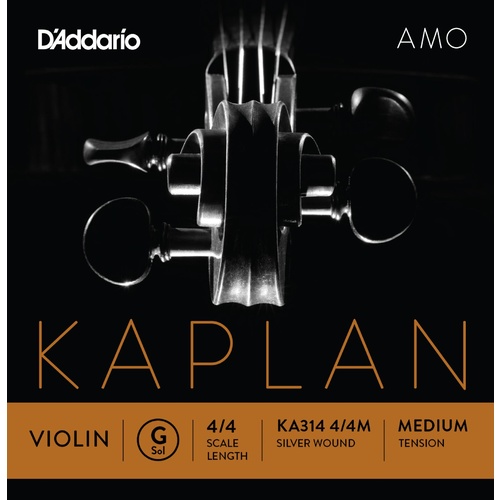D'Addario Kaplan Amo Violin G String, 4/4 Scale, Medium Tension