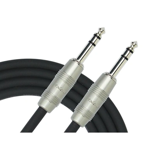 Kirlin 3ft 1/4" TRS to 1/4" TRS Patch Cable, 20x2 Gauge Copper, 90% Spiral Shielding, Black PVC Jacket